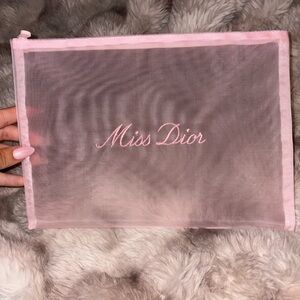 Dior Classic Mesh Pink embroidery pouch with White Gift Box